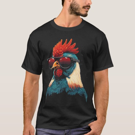 Koel Rooster met zonnebrillen Retro  Chic T-shirt (Voorkant)
