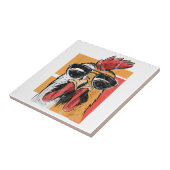 Koel Rooster met zonnebrillen Retro  Chic Tegeltje (Zijkant)