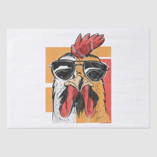 Koel Rooster met zonnebrillen Retro  Chic Tissuepapier (Voorkant)