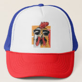 Koel Rooster met zonnebrillen Retro  Chic Trucker Pet (Voorkant)