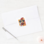 Koel Rooster met zonnebrillen Retro  Chic Vierkante Sticker (Envelop)