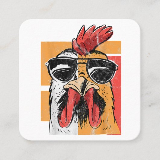Koel Rooster met zonnebrillen Retro  Chic Vierkante Visitekaartje (Voorkant)