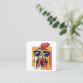 Koel Rooster met zonnebrillen Retro  Chic Vierkante Visitekaartje (Staand voorkant)