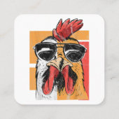 Koel Rooster met zonnebrillen Retro  Chic Vierkante Visitekaartje (Achterkant)