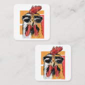 Koel Rooster met zonnebrillen Retro  Chic Vierkante Visitekaartje (Voorkant / Achterkant)