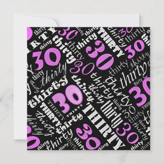 Koel Roze 30e uitnodiging van de Birthday Party (Voorkant)