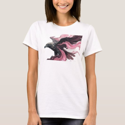 Koel Roze Abstracte Adelaar Kunstcompositie T-shirt (Voorkant)