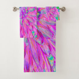 Koel Roze Blauw en Paarse Artistieke Dahlia Bloei Bad Handdoek