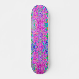 Koel Roze Blauw en Paarse Artistieke Dahlia Bloei Persoonlijk Skateboard