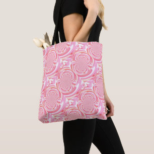 Koel roze en koraal fractaal patroon tote bag