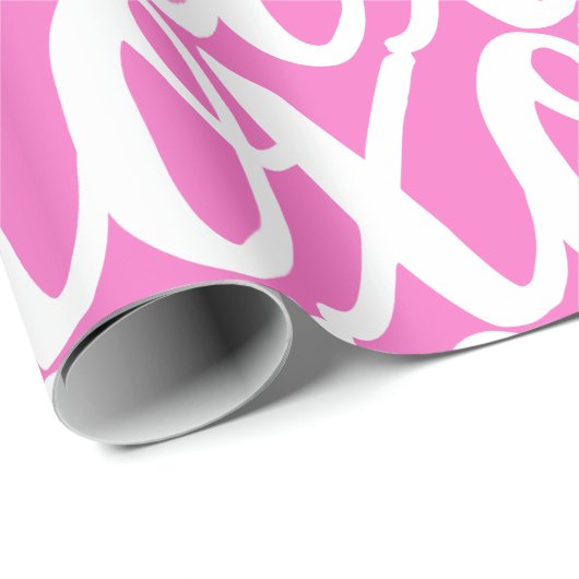 Koel roze en wit leuk patroon cadeaupapier (Rol Hoek)