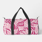 Koel roze en wit modern bloempatroon monogram plunjezak (Voorkant)