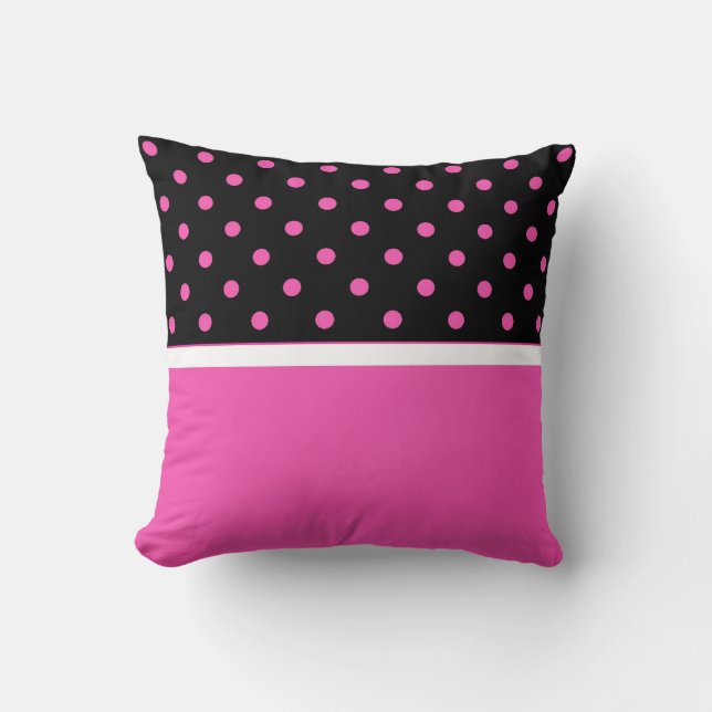 Koel roze en zwart, polka stippen. Jouw naam toevo Kussen (Voorkant)