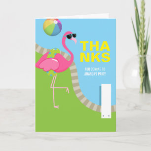 Koel Roze Flamingo Zomer Zwembad Verjaardagsfeestj Bedankkaart