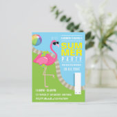 Koel Roze Flamingo Zomer Zwembad Verjaardagsfeestj Briefkaart (Staand voorkant)