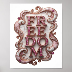 Koel Roze FREEDOM Tekst Ontwerp Poster