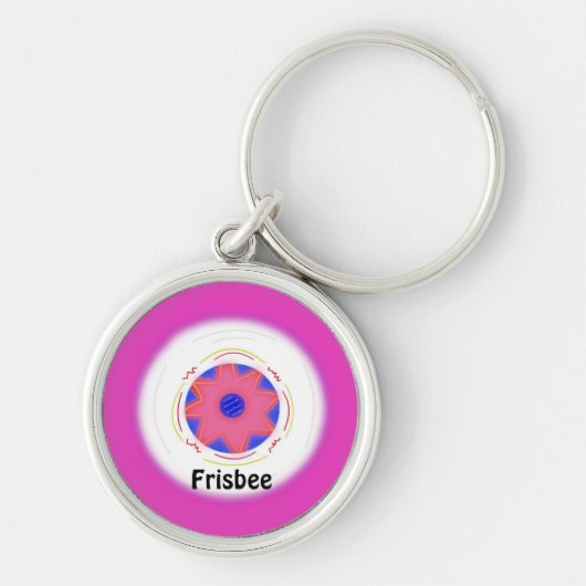 Koel roze frisbee-ontwerp sleutelhanger (Voorkant)