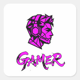 Koel Roze Geometrische Gamer Vierkante Sticker