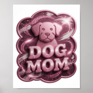 Koel Roze HOND MOEDER 3D Tekst Kunst Poster