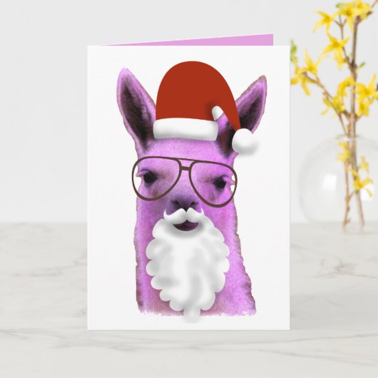 Koel roze Kerstlama! Kerstkaart Kaart (Gele Bloem)