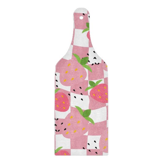 Koel roze keuken aardbeien geruit ontwerp snijplank (Voorkant)