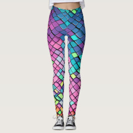 Koel roze kleurrijke zeemeerminnenstaart schubbenp leggings