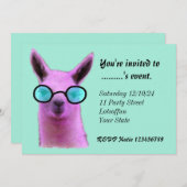 Koel Roze Lama Uitnodigingen op Maat (Voorkant / Achterkant)