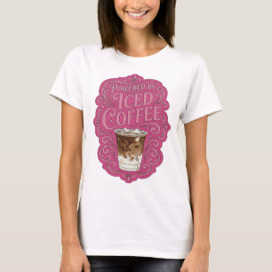 Koel Roze POWERED BY ICED COFFEE Artistiek Motief T-shirt