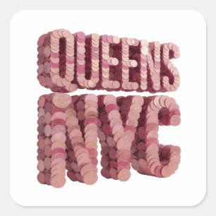 Koel roze QUEENS NYC-labelontwerp Vierkante Sticker