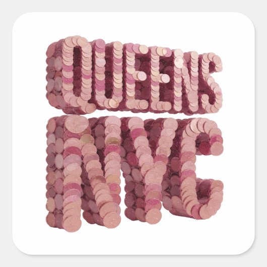 Koel roze QUEENS NYC-labelontwerp Vierkante Sticker (Voorkant)