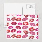 Koel  roze roze roze roze glanzende lippen briefkaart (Voorkant / Achterkant)
