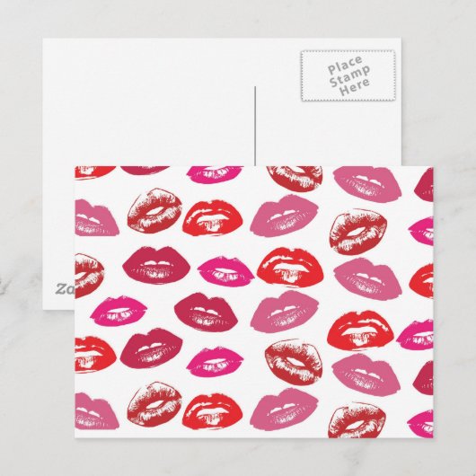 Koel roze roze roze roze glanzende lippen briefkaart (Voorkant / Achterkant)