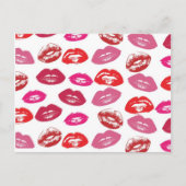 Koel  roze roze roze roze glanzende lippen briefkaart (Voorkant)