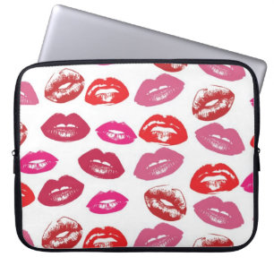 Koel  roze roze roze roze glanzende lippen laptop sleeve