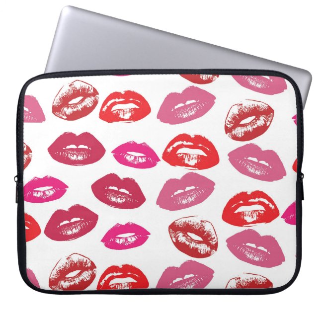 Koel  roze roze roze roze glanzende lippen laptop sleeve (Voorkant)