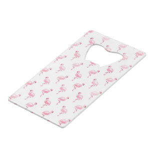 Koel Roze Tropisch Flamingo patroon op Wit Creditkaart Flessenopener