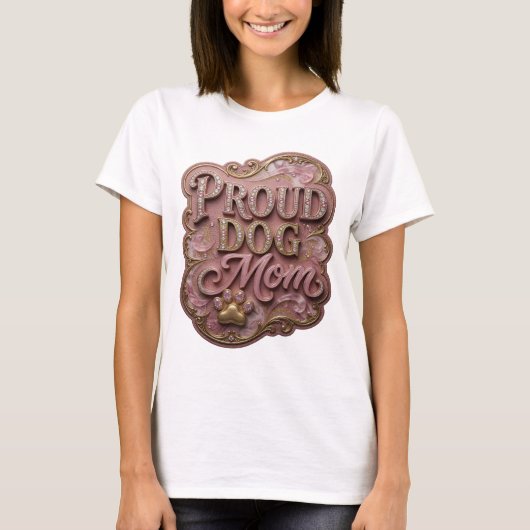 Koel Roze TROTS HOND MOEDER Statement Design T-shirt (Voorkant)
