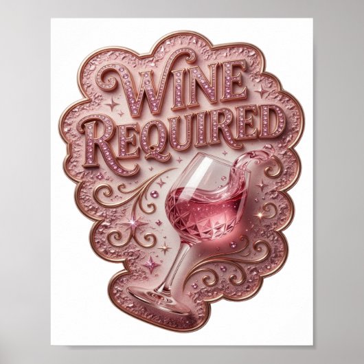 Koel Roze WIJN VERPLICHT Poster (Voorkant)