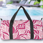 Koel Roze & Wit Modern Bloemen Patroon Monogram Plunjezak