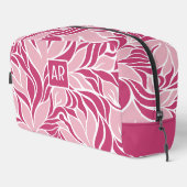 Koel Roze & Wit Modern Bloemen Patroon Monogram Toilettasje (Rechterhoek)