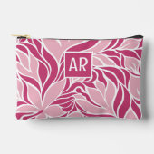 Koel Roze Witte Moderne Bloempatroon met Monogram Etui (Voorkant)