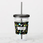 Koel ruimtethema - Astronauts & raketschilden Acryl Drinkbeker (Voorkant)