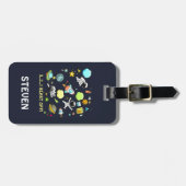 Koel ruimtethema - Astronauts & raketschilden Bagagelabel (Voorkant horizontaal)