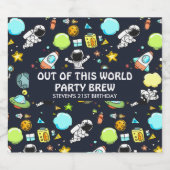 Koel ruimtethema - Astronauts & raketschilden Bier Etiket (Enkel label)