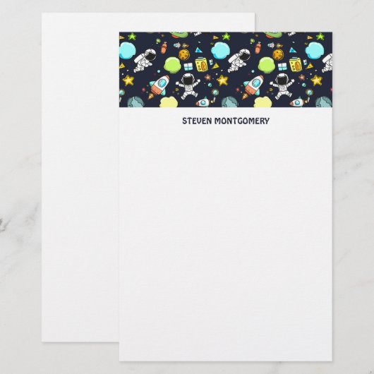 Koel ruimtethema - Astronauts & raketschilden Briefpapier (Voorkant / Achterkant)