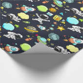 Koel ruimtethema - Astronauts & raketschilden Cadeaupapier (Hoek)