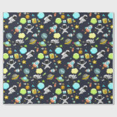 Koel ruimtethema - Astronauts & raketschilden Cadeaupapier (Vlak)