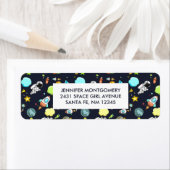 Koel ruimtethema - Astronauts & raketschilden Etiket (Insitu)