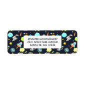 Koel ruimtethema - Astronauts & raketschilden Etiket (Voorkant)