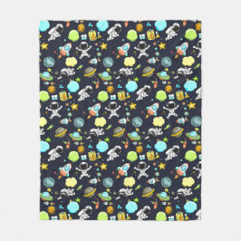 Koel ruimtethema - Astronauts & raketschilden Fleece Deken